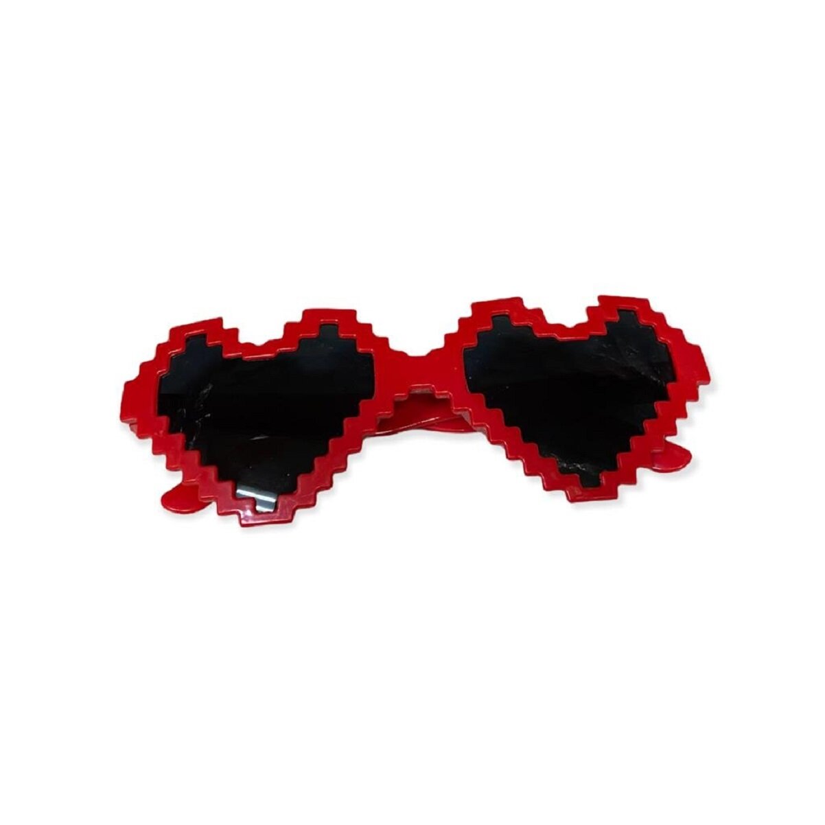 Карнавальные очки. Маскарадные очки. Очки сердечки красные пиксельные