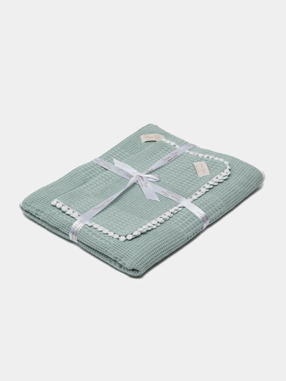 Детский вафельный плед 90×100 см — мягкий, дышащий, гипоаллергенный, для новорождённых и детей