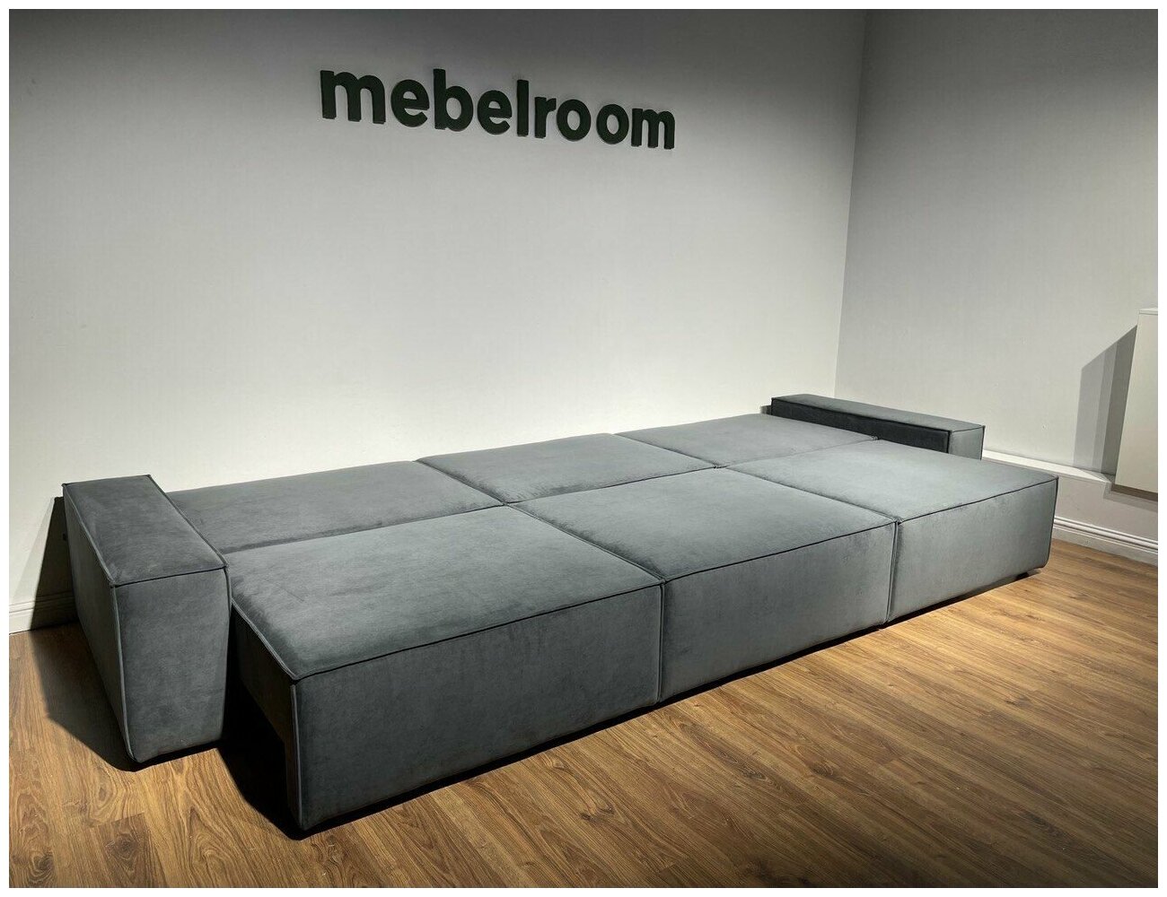 Диван кровать, серый, прямой, еврокнижка, 350х105х80 см, mebelroom