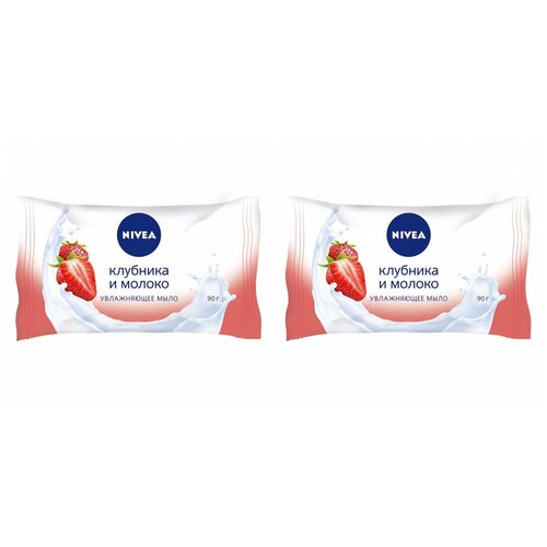 Nivea Мыло Клубника и молоко увлажняющее, 2 шт. x 90 г /