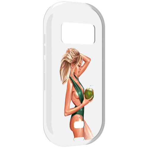 Чехол MyPads девушка-с-кокосом-в-зеленом-купальнике женский для UleFone Armor 15 задняя-панель-накладка-бампер