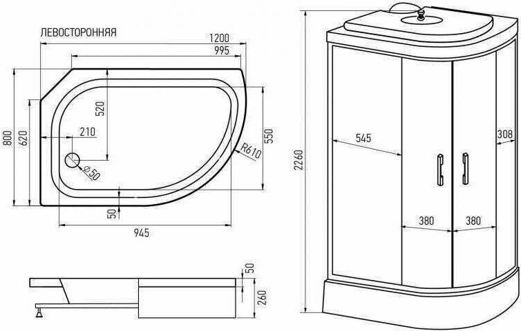 Душевая кабина Erlit Comfort ER351226L-C3-RUS (1200x800x2260)