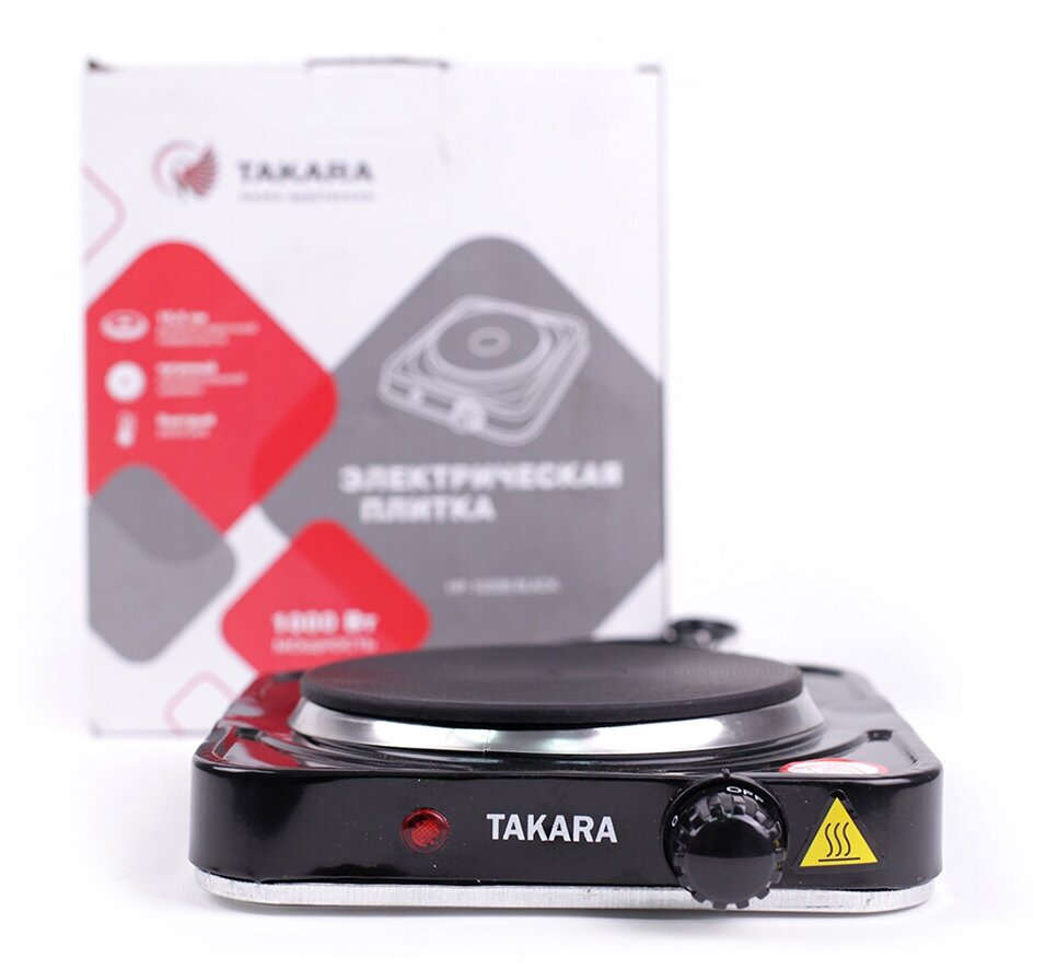 Электрическая плита Takara HP-1020B, одноконфорочная, настольная (черная)