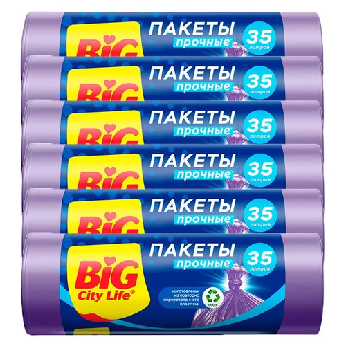 BIG City Пакеты для мусора HD 50х58 см 35л 20 шт лиловые (6 шт)