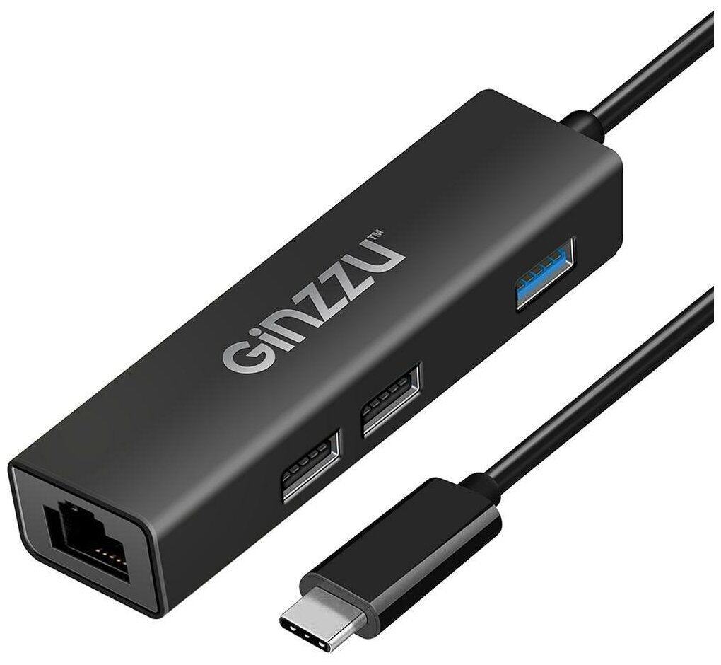 3-port Type-C Hub GiNZZU GR-762UB (1xUSB30 2xUSB20 LAN 10/100Mb/s)