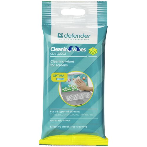 Defender Салфетки чистящие влажные Defender, для мониторов, в мягкой упаковке, 20шт.