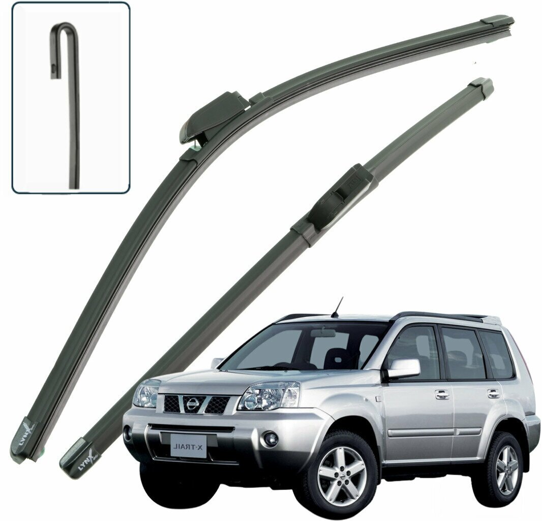 Дворники Nissan X-Trail (1) T30 Ниссан Х-трэйл Т30 2003 2004 2005 2006 2007 Щетки стеклоочистителя бескаркасные 600мм-400мм Товар уцененный