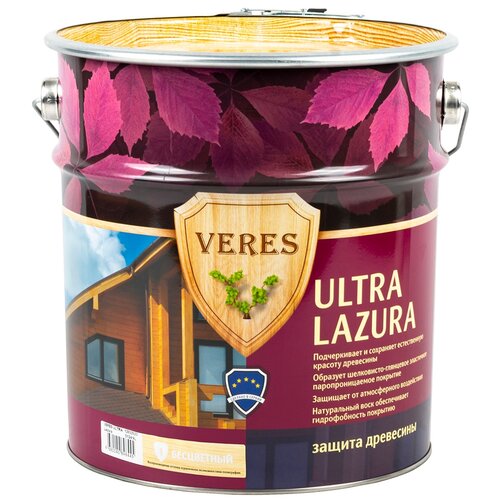 VERES пропитка Ultra Lazura, 9 л, №1 Бесцветный veres пропитка classic lazura 0 9 л 1 бесцветный