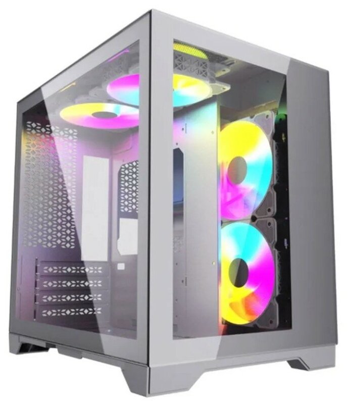 Корпус Powercase Vision Micro, White, Tempered Glass, 4х 120mm 5-color fan, белый, mATX (CVWM-L4) (CVWM-L4) (202902)