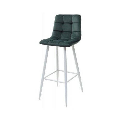 фото Барный стул lecco ( 1 штука ) / темно-зеленый, велюр, белый металлический каркас / стул м-сити для кухни, для бара / uf910-14 / м-city m city