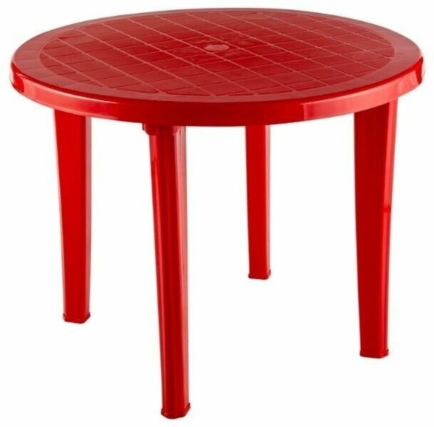Стол садовый круглый 91x71x91 см пластик цвет красный