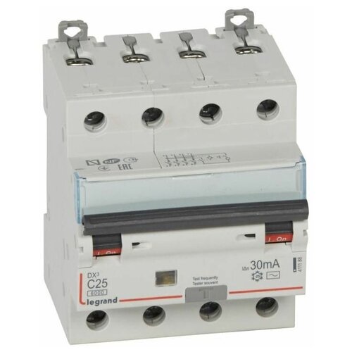 Выключатель автоматический дифференциального тока 4п C 25А 30мА тип AC 10кА DX3 4мод. Leg 411188 авдт dx3 1п н c25а 30ma ac