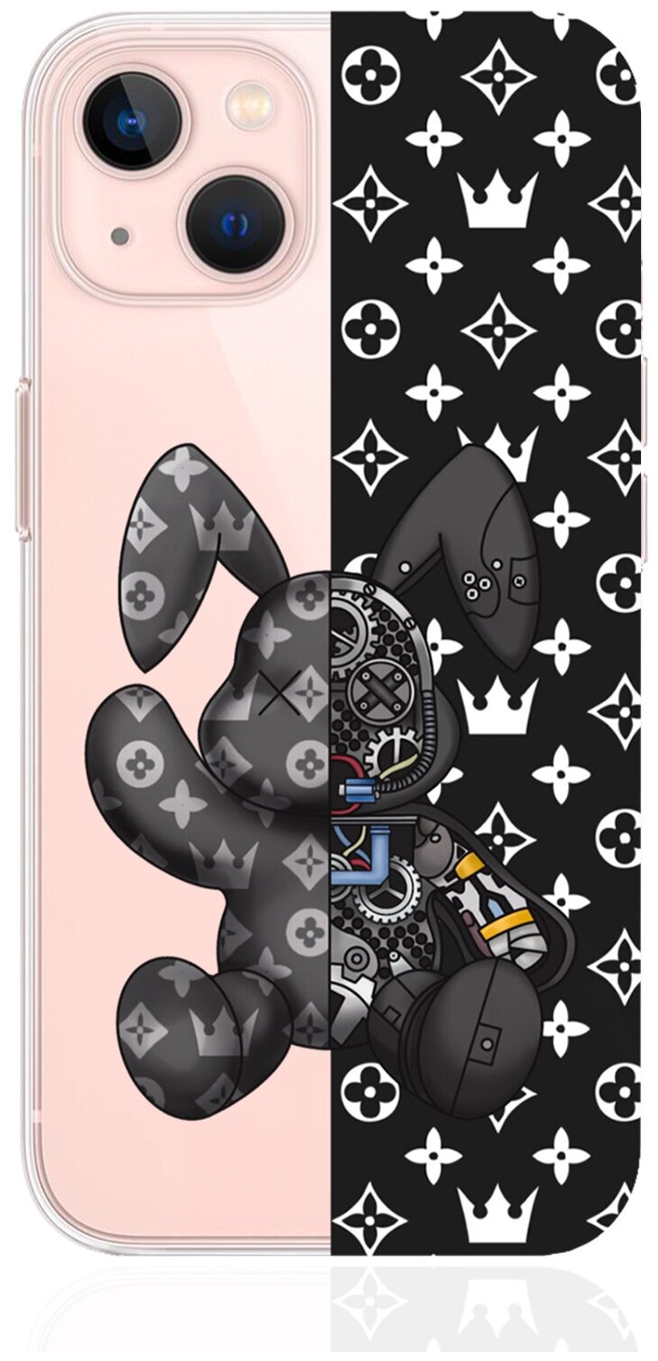Прозрачный силиконовый чехол MustHaveCase для iPhone 13 Bunny Черный для Айфон 13 Противоударный