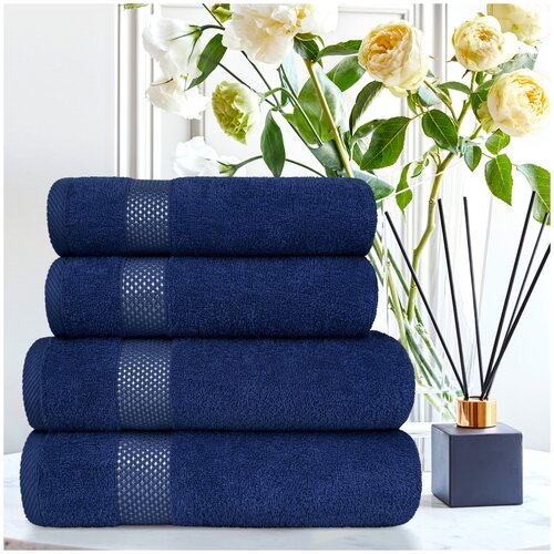 фото Eleganta набор из 4 полотенец petek crystal цвет: синий (50х80 см - 2 шт,70х130 см - 2 шт) br53501