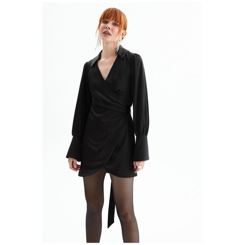 фото Платье женское атласное мини на запах toptop