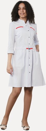 Изображение товара Халат медицинский женский "Кларис" цвет белый/красный, размер 50