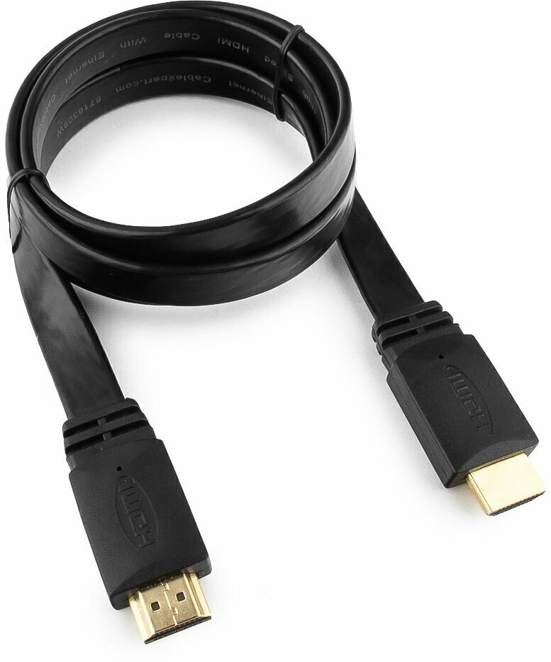 Набор из 3 штук Кабель HDMI Cablexpert CC-HDMI4F-1M 1 м v1.4 19M/19M плоский кабель черный позолоченные разъемы экран