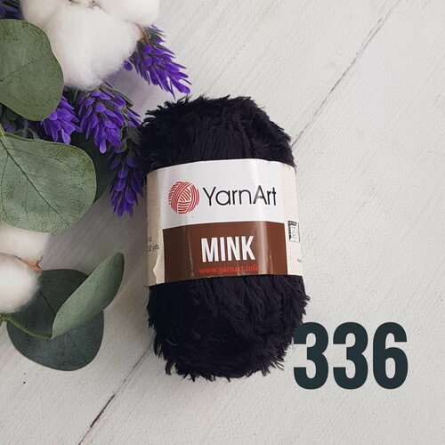 Пряжа меховая YarnArt Mink (Ярнарт Минк) Нитки для вязания под мех, 50г, 75м, 100% полиамид, цвет 336 черный, 10 шт. искусственный мех