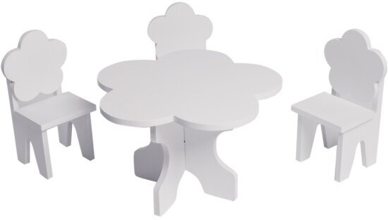Набор кукольной мебели Paremo PFD120-42 "Цветок": стол + стулья, белый