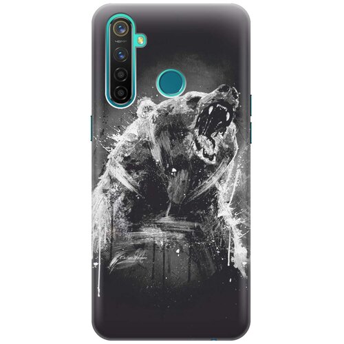фото Cиликоновый чехол на realme 5 pro / рилми 5 про с принтом "разъяренный медведь" gosso