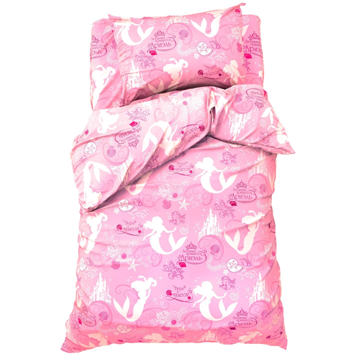 фото Постельное белье 1.5-спальное сима-ленд принцессы: русалочка ариель, бязь, 1 наволочка 50 х 70 см, розовый