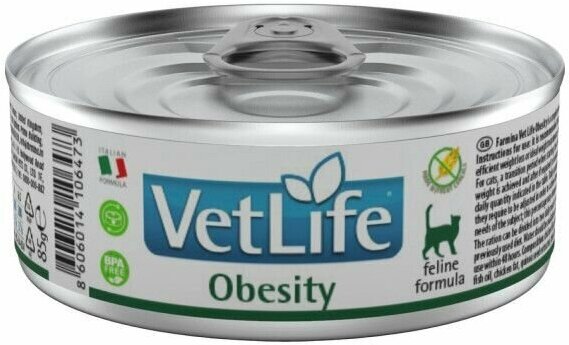 Корм влажный Farmina Vet Life Cat Obesity, для кошек, при ожирении, с курицей, 510г ( 85г x 6 шт. )