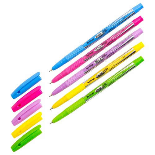 Ручка шариковая Berlingo Blitz Pro синяя, 0,7мм, грип, корпус ассорти