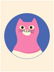Постер / Плакат / Картина Розовый котик 50х70 см в подарочном тубусе