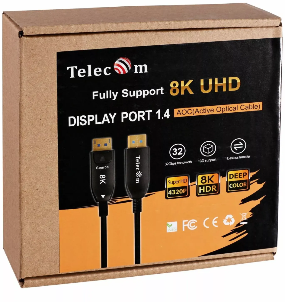 Кабель интерфейсный DisplayPort Telecom активный оптический 1.4 8K/60Hz 30м - фото №6