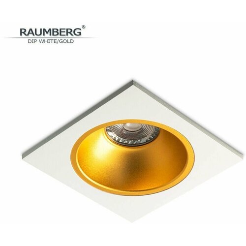 Встраиваемый неповоротный светильник RAUMBERG DIP 1 wh/gold белый с золотистой вставкой под светодиодную лампу GU10