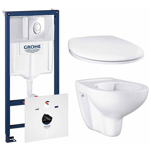 Унитаз с инсталляцией подвесной Grohe Bau Ceramic NW0006 с вертикальным выпуском белый