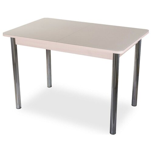 фото Стол кухонный домотека танго пр-1 02, дхш: 120 х 80 см, длина в разложенном виде: 157 см, мд ст-крем молочный дуб/крем 02 хром