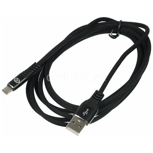 Кабель Digma MICROUSB-2M-BRAIDED-BLK USB (m)-micro USB (m) 2м черный кабель digma microusb 1 2m blk usb m micro usb m 1 2м черный