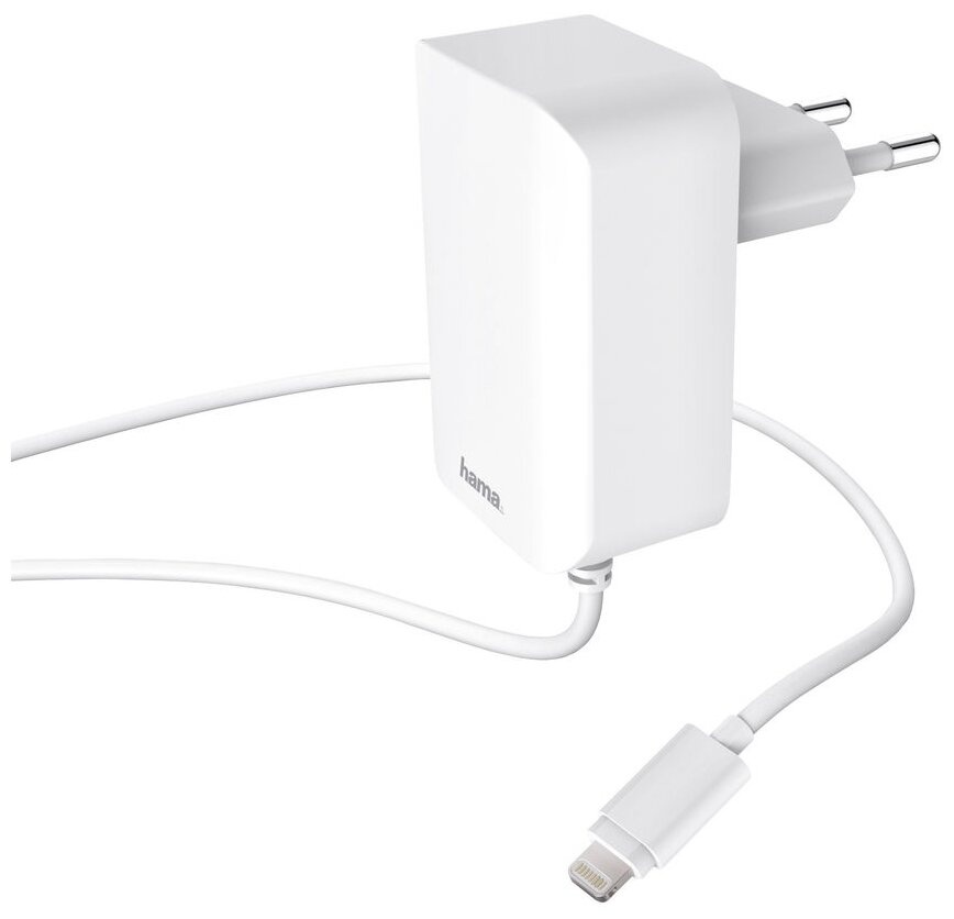 Сетевое зарядное устройство HAMA H-178342, 8-pin Lightning (Apple), 2.4A, белый - фото №2