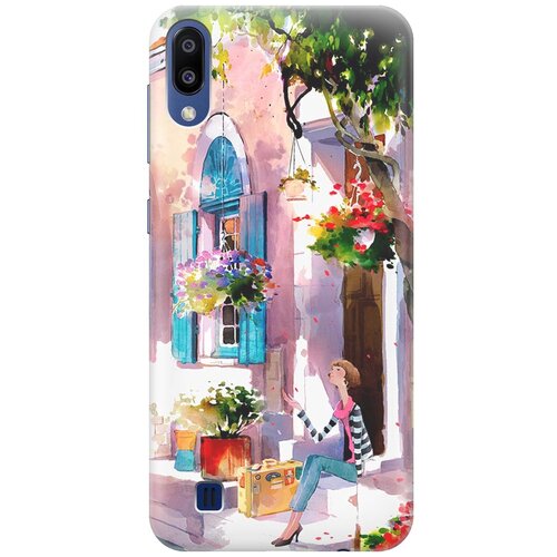 фото Re:paчехол - накладка artcolor для samsung galaxy m10 с принтом "девочка на цветущей улочке"