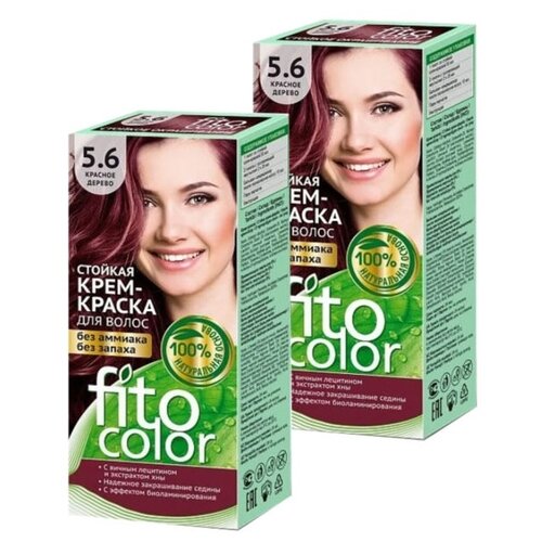 фото Fito косметик fitocolor крем-краска для волос набор 2 шт., 5.6 красное дерево