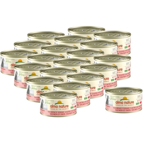 Almo Nature консервы для котят Итальянские рецепты: Лосось и Тунец (HFC - Complete - Made in Italy - Kitten Salmon and Tuna) 0,07 кг. х 20 шт. almo nature консервы almo nature консервы для пожилых кошек итальянские рецепты лосось и тунец с цуккини 1 шт 70 г