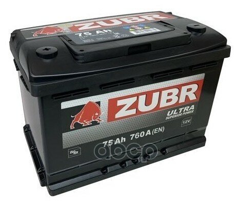 АКБ Ultra 75Ah L+ (+-) 12V 760A EN 278x175x190 ZUBR ZU751 (1 шт.)