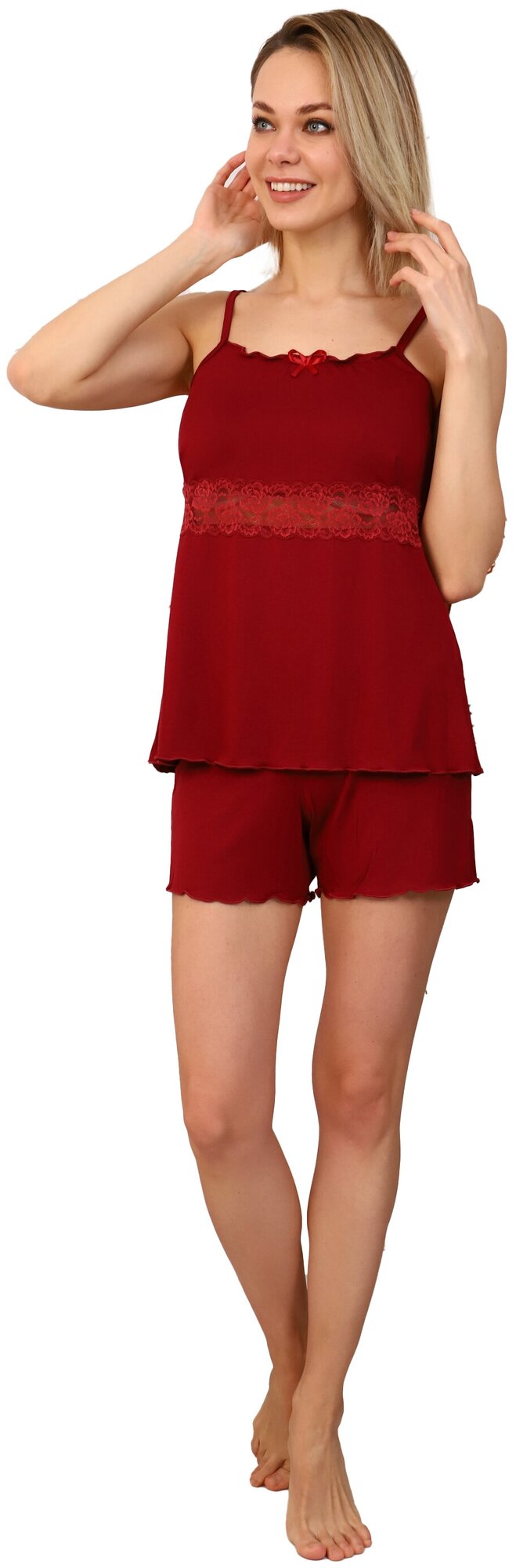 Пижама женская, для дома, София37, цвет красный, размер 44 - фотография № 1