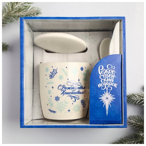 фото Набор подарочный «с рождеством христовым!», кружка, ложка, крышка, 15,5 х 16 х 9 см 4378916 сима-ленд