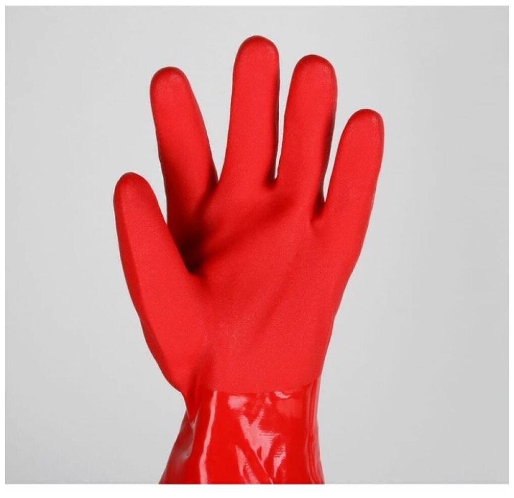 фото Перчатки хозяйственные ПВХ с утеплителем, 160 г длинные манжеты, размер L 4463977