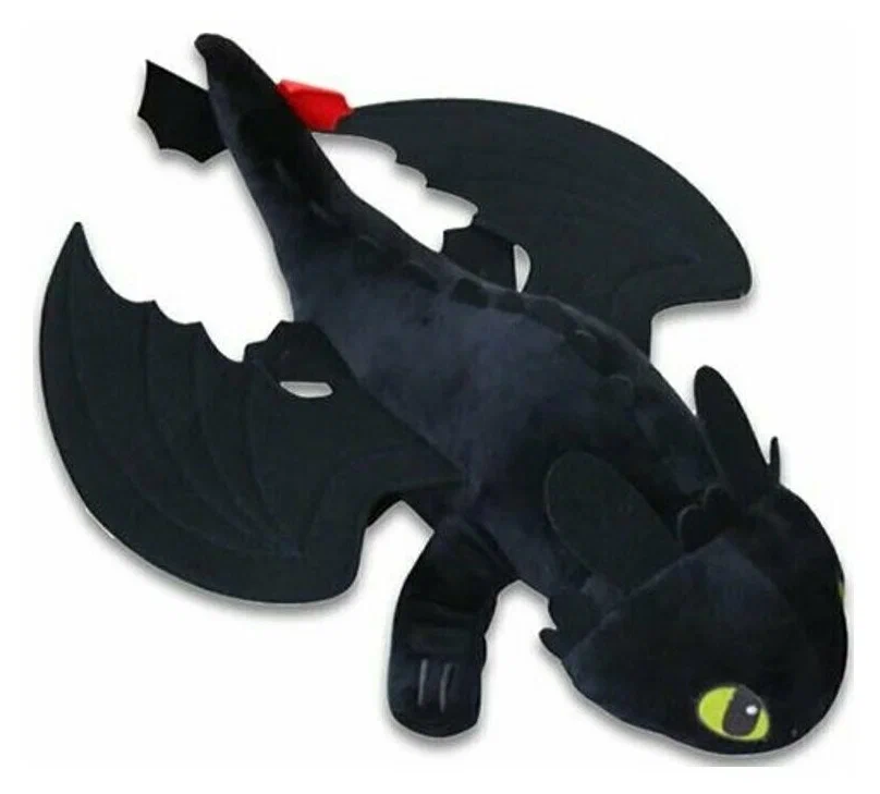 Мягкая игрушка дракон "Беззубик", черный, 50 см