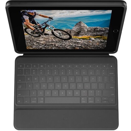 Беспроводная клавиатура Logitech Rugged Folio для iPad (7-го поколения) серый, английская/русская (ANSI), 1 шт.