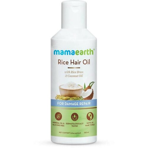 Масло для волос с рисовыми отрубями и кокосовым маслом 150 мл. MamaEarth (срок годности до 31.05.2024)