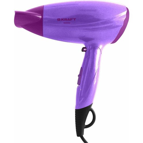 Фен для волос складной Kraft KF-HD163 дорожный 2 режима нагрева функция холодного воздуха малошумный защита от перегрева 1600 Вт фиолетовый 89000₽