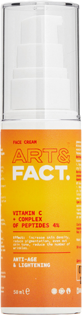ART&FACT. /Лифтинг крем для лица с витамином С и комплексом пептидов 4% для разглаживания морщин и уменьшения пигментации, 50 мл