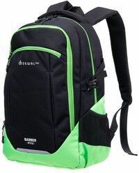 Рюкзак для парикмахерских инструментов DEWAL PRO BARBER STYLE, черно-зеленый, полиэстер, 46x32х18 см GP18016