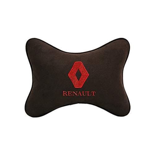 фото Подушка на подголовник алькантара coffee (красная) renault vital technologies
