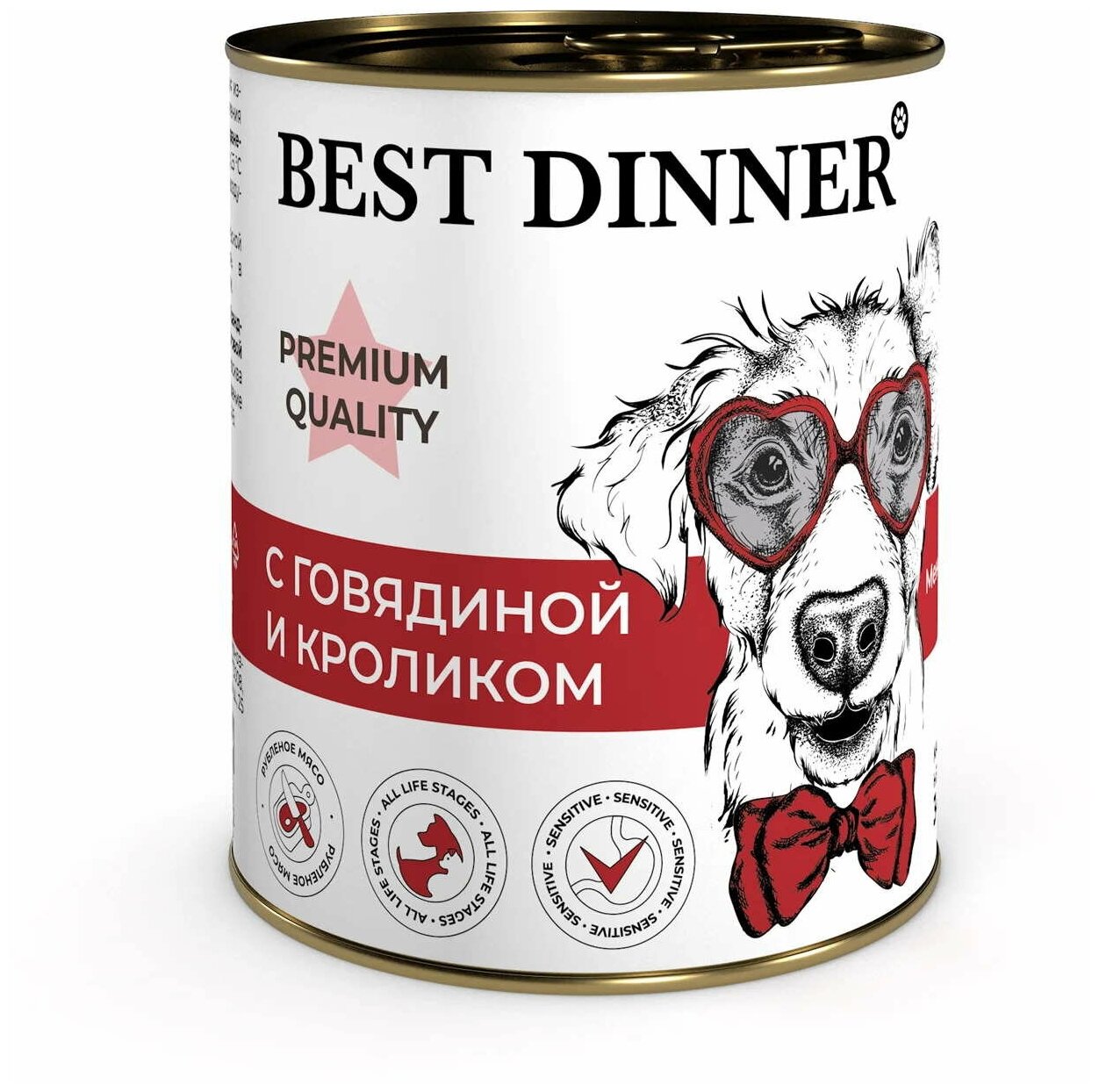 Консервы для собак Best Dinner Premium Меню №3 "С говядиной и кроликом", 0,34 кг