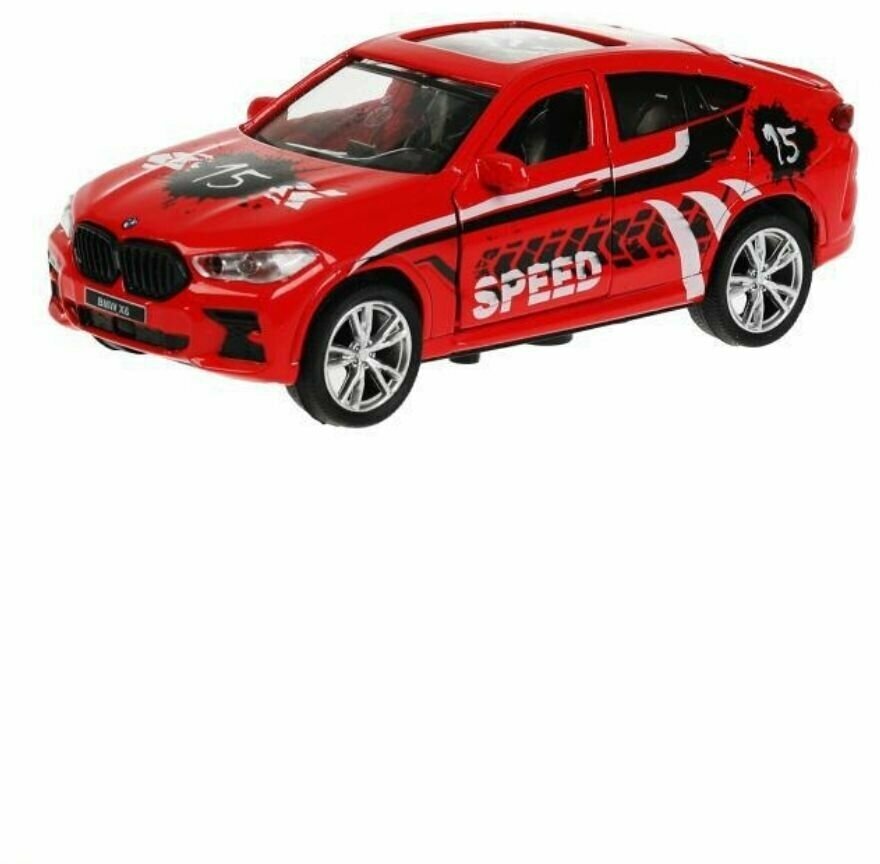 Машина металл bmw x6 спорт длина 12 см, инерц, красный, Технопарк